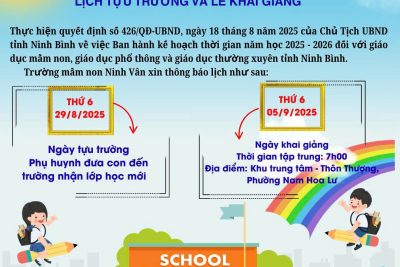 Lịch tựu trường năm học 2025 – 2026