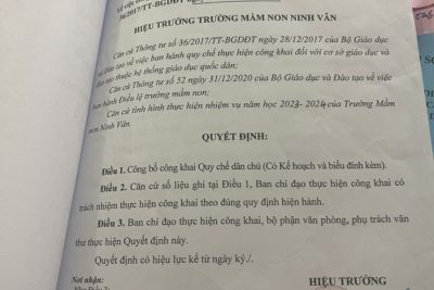 Quyết định và công khai ” Quy chế dân chủ năm học 2023-2024″ theo thông tư 36/2017/TT-BGDĐT