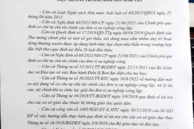 Quyết định ban hành và Quy chế chi tiêu nội bộ các khoản thu theo quy định và các khoản dịch vụ phục vụ năm học 2024-2025