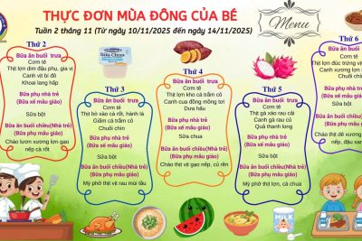 Thực đơn tuần 2 tháng 11 năm 2025