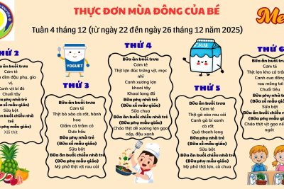 Thực đơn tuần 4 tháng 12 năm 2025