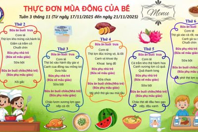 Thực đơn tuần 3 tháng 11 năm 2025