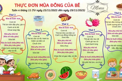 Thông báo thực đơn tháng 11 năm 2025