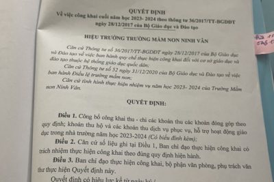 Quyết định và công khai các biểu cuối năm học 2023-2024 theo thông tư 36/2017/TT-BGDĐT