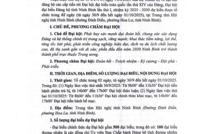 Tuyên truyền về Đại hội đại biểu Đảng bộ tỉnh Ninh Bình lần thứ I nhiệm kỳ 2025 – 2030