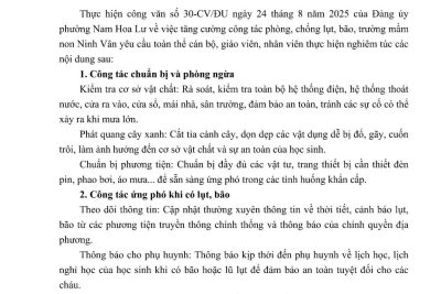 Kế hoạch về việc triển khai công tác phòng, chống lụt, bão năm 2025