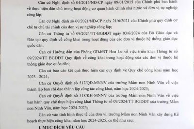 Kế hoạch thực hiện công tác Công khai năm học 2024 – 2025