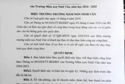 Quyết định ban hành Quy chế thực hiện công khai theo thông tư 09/2024/TT-BGDĐT