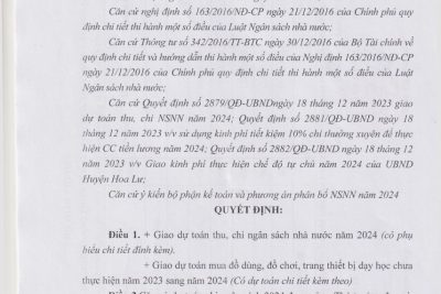 Quyết định về việc giáo dự toán ngân sách nhà nước năm 2024