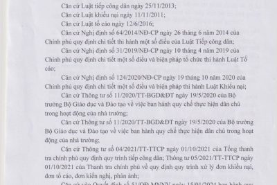 Thông báo lịch tiếp công dân, giải quyết đơn thư khiếu nại, tố cáo trường MN Ninh Vân năm 2024