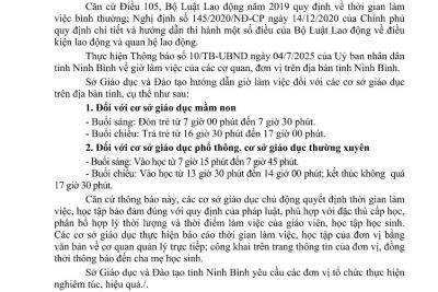 Quy định giờ làm việc tại các cơ sở giáo dục