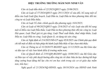 Quy chế chi tiêu nội bộ các khoản thu theo quy định, các khoản thu khác, các khaonr thu dịch vụ, phục vụ hỗ trợ hoạt động giáo dục trường Mầm non Ninh Vân năm học 2025 – 2026
